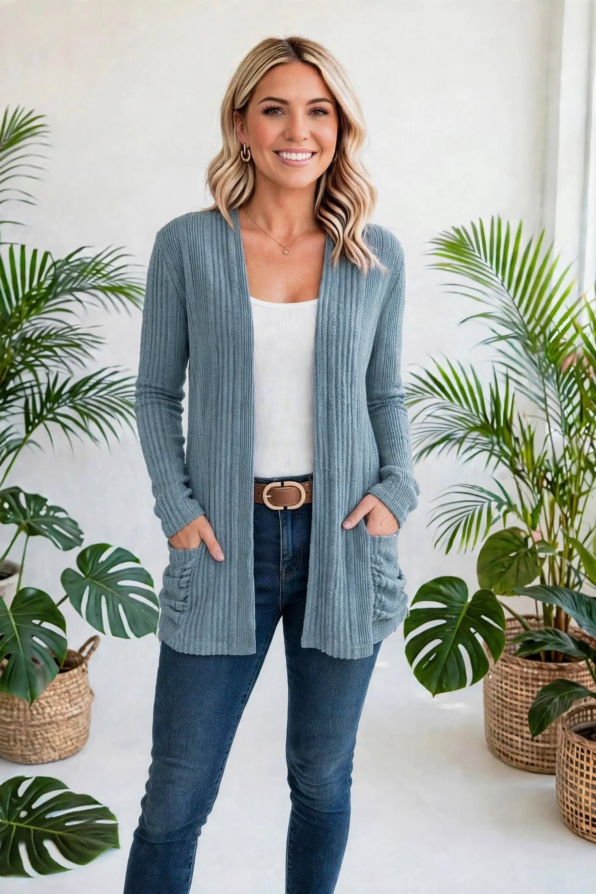 Everyday Ribbed Pocket Cardigan | S-XL