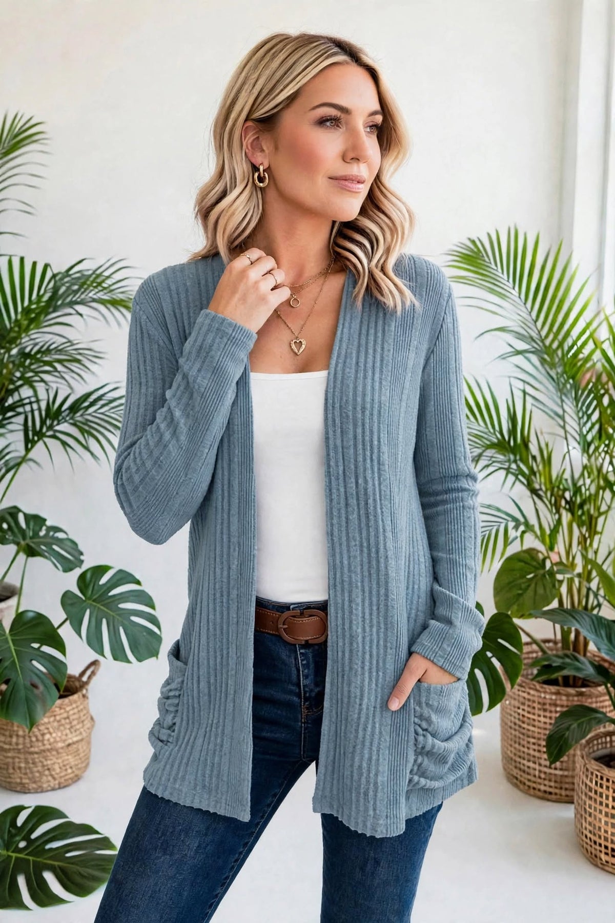 Everyday Ribbed Pocket Cardigan | S-XL