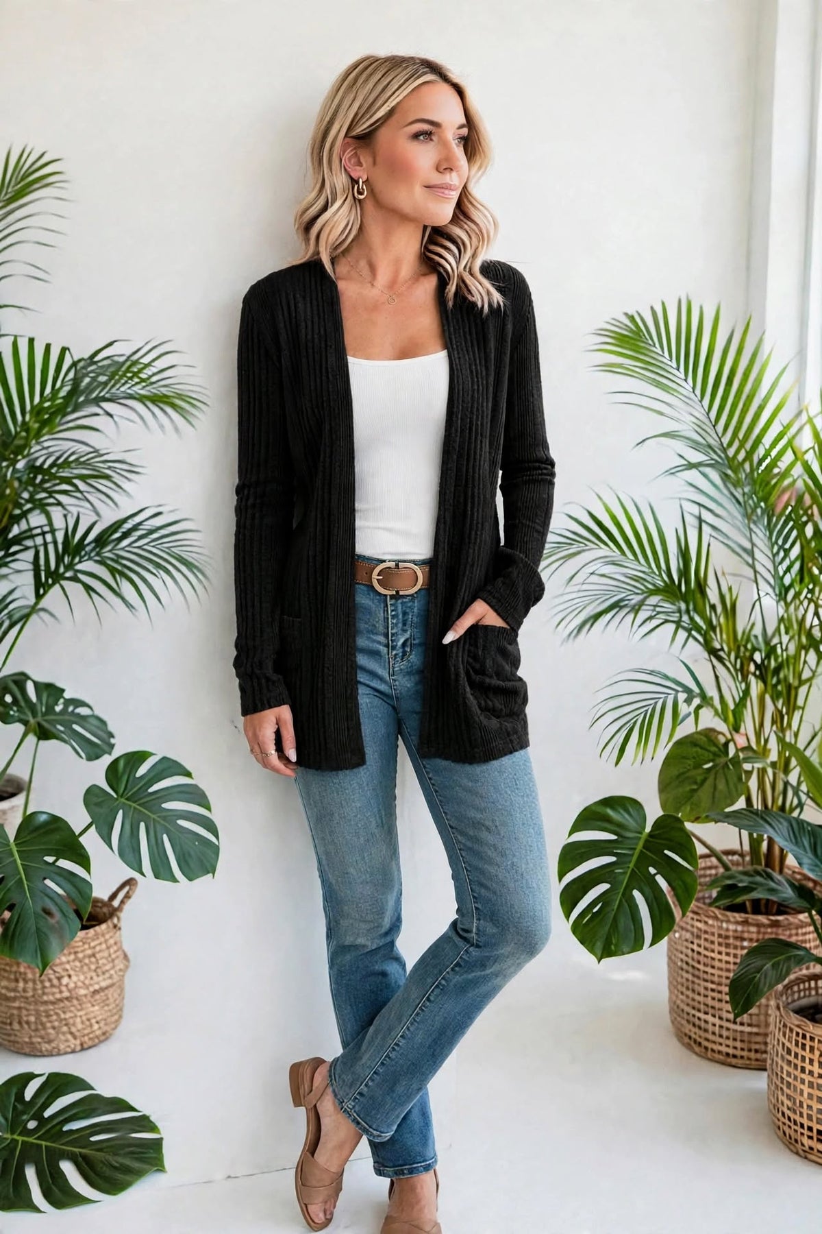 Everyday Ribbed Pocket Cardigan | S-XL