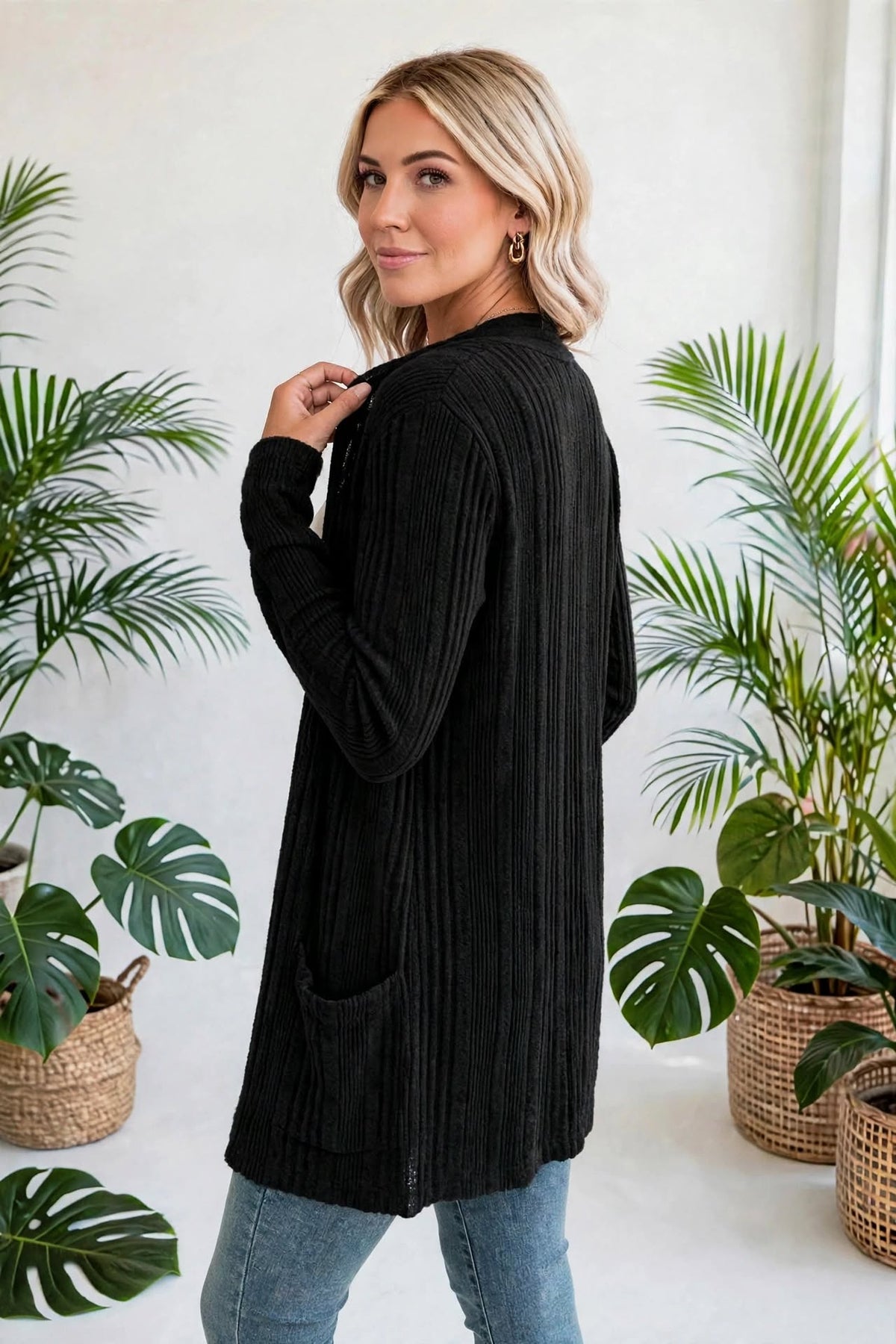 Everyday Ribbed Pocket Cardigan | S-XL