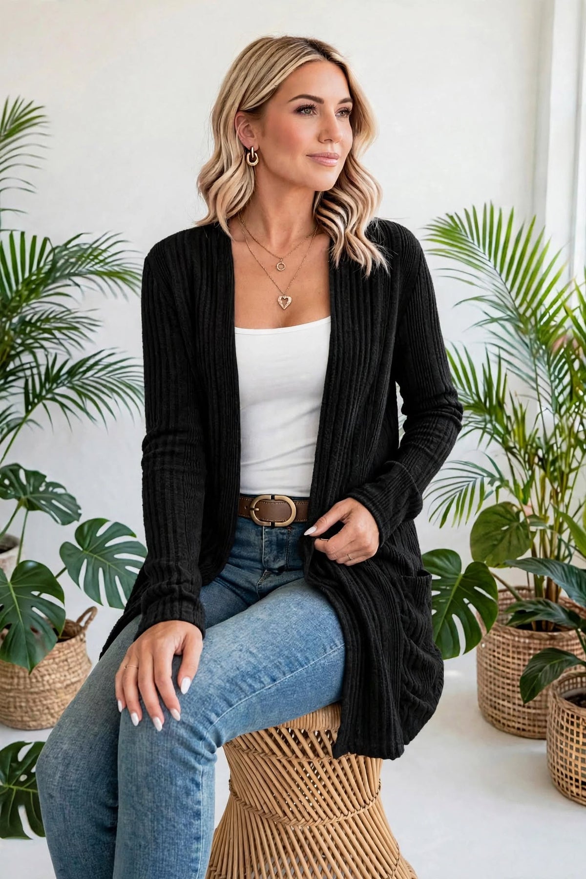 Everyday Ribbed Pocket Cardigan | S-XL