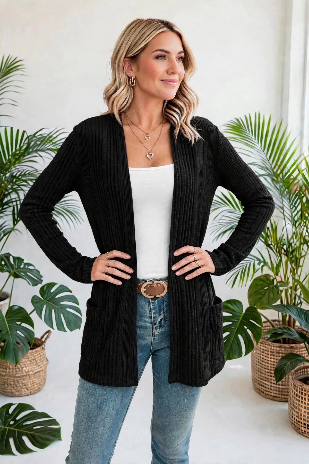 Everyday Ribbed Pocket Cardigan | S-XL