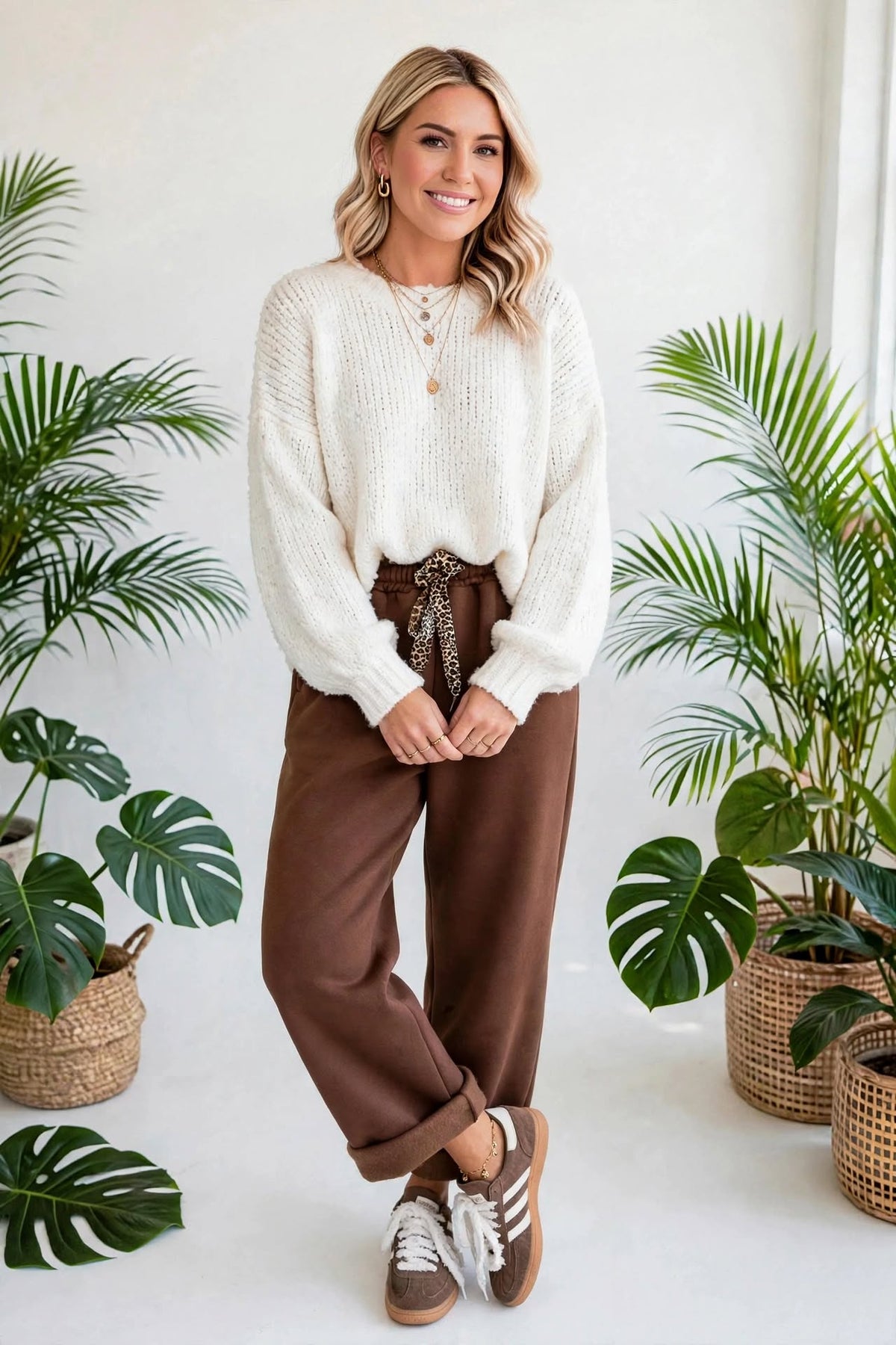 Roar Haven Leopard Drawstring Elastic Waist Pants | S-XL