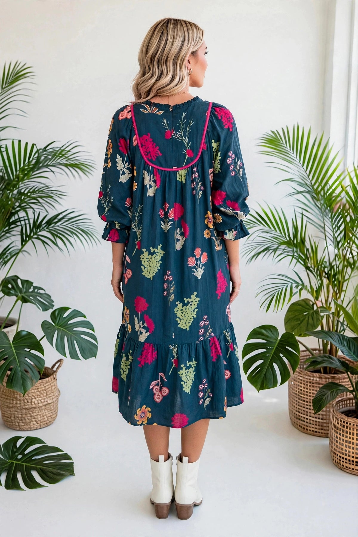 Bloom Belle 7/8 Sleeve Midi Dress | S-XL