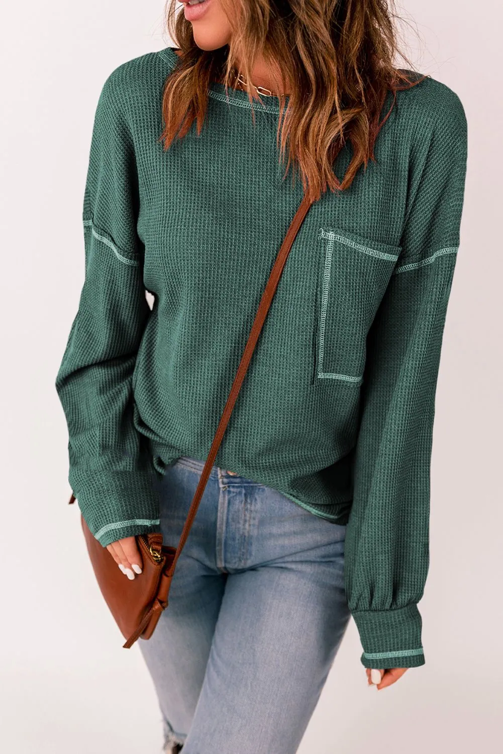 Contrast Stitching Trim Pullover