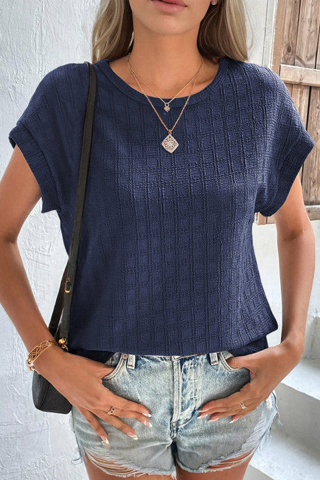Color Textured Batwing Sleeve Top | S-XL