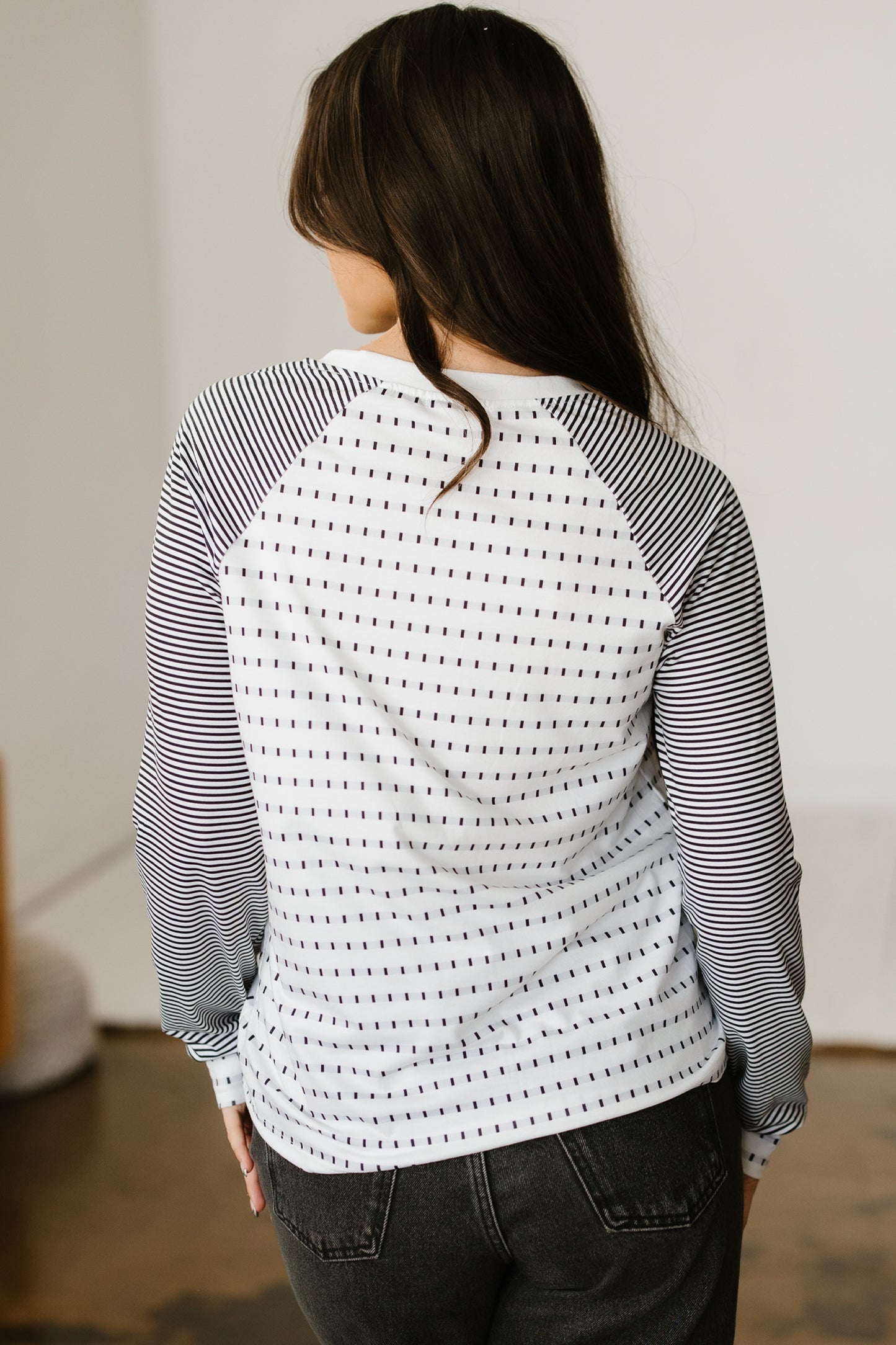 Easy Patchwork Stripe Raglan Top | S-XL