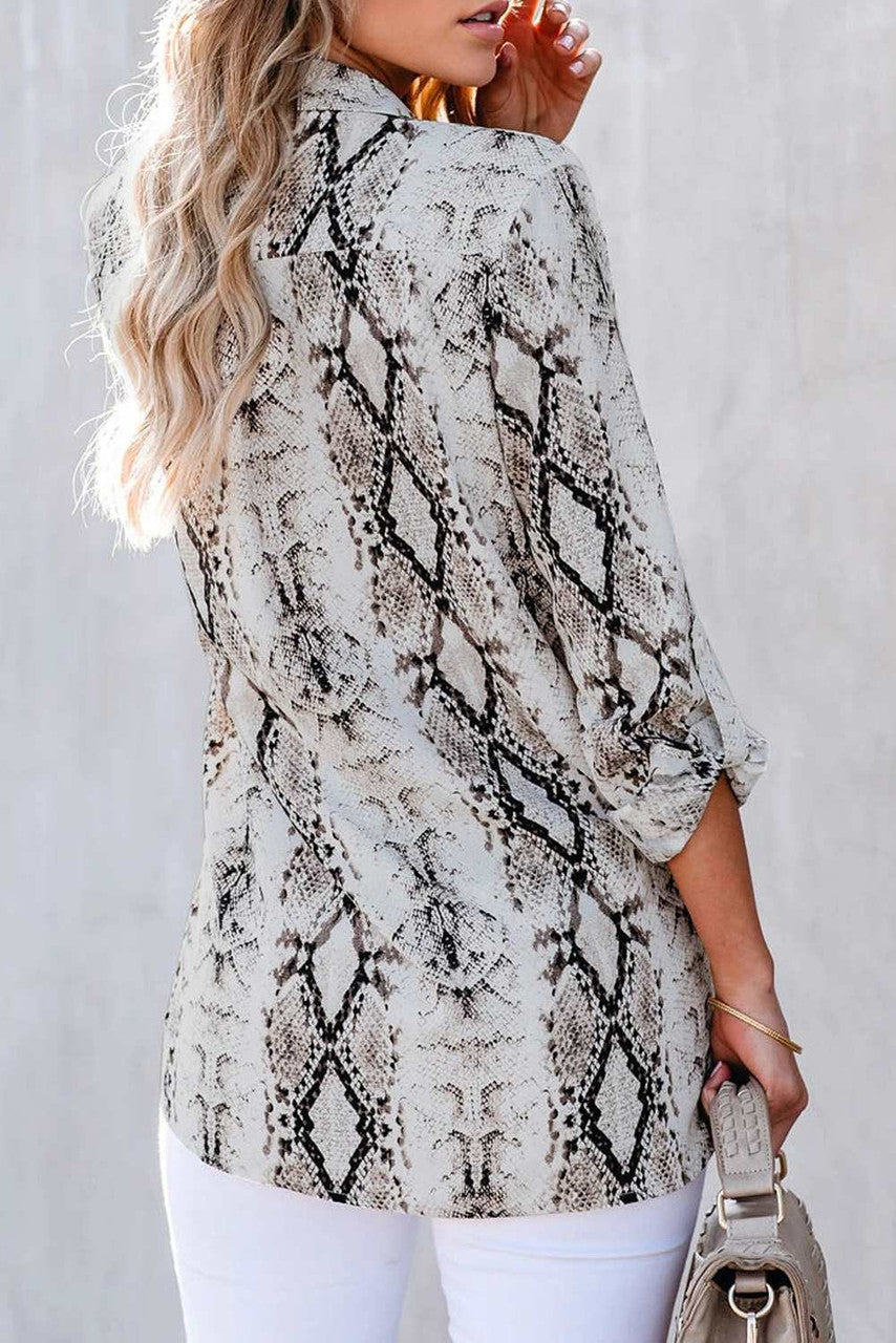 Snake Print Button Up Top