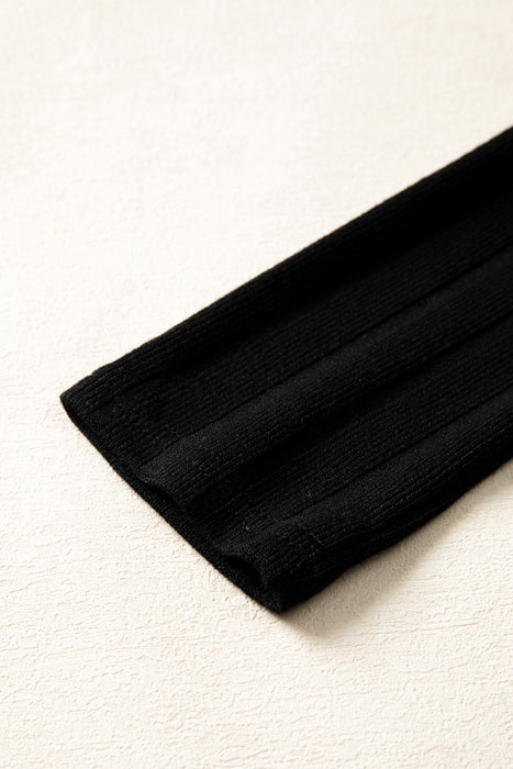 Frilled Neck Ribbed Knit Patchwork Mini Dress | S-XL