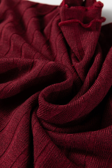 Frilled Neck Ribbed Knit Patchwork Mini Dress | S-XL