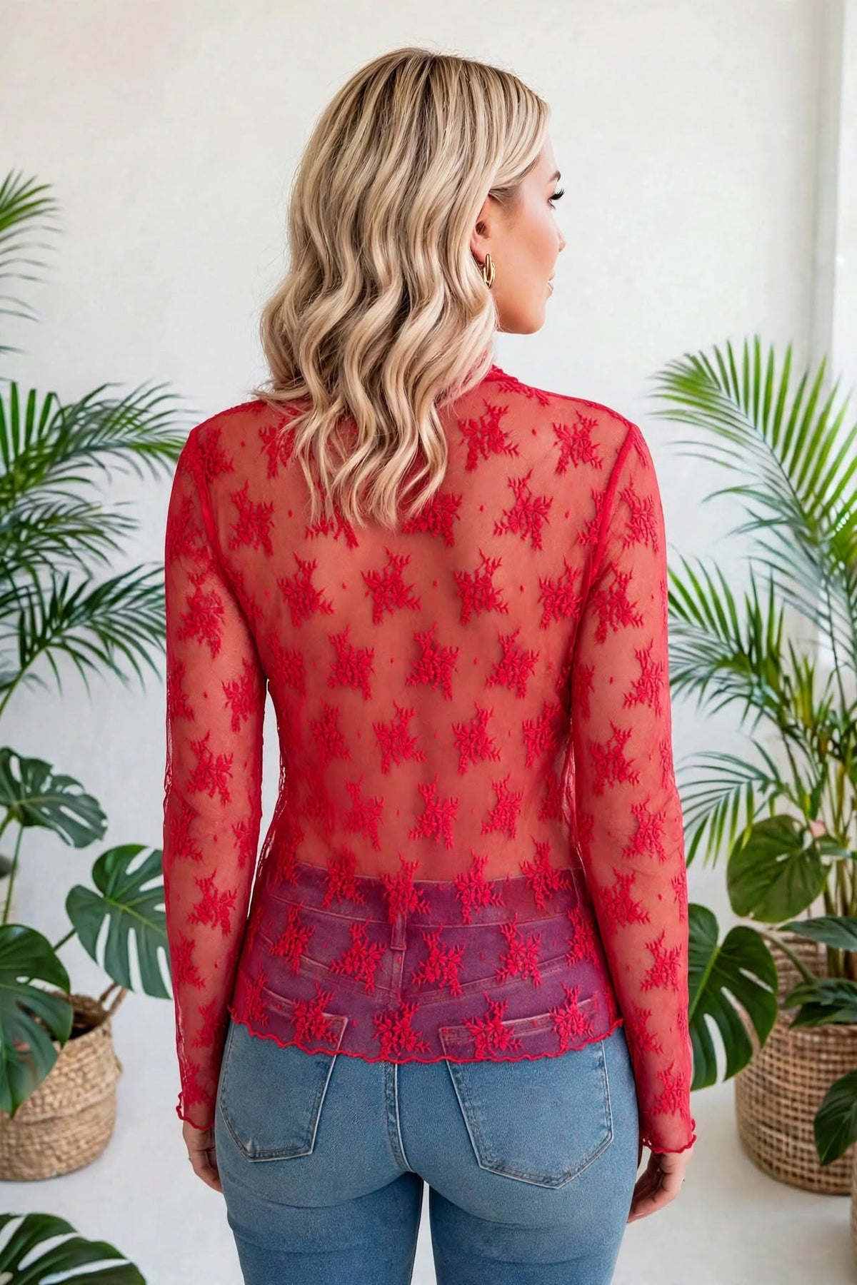 Autumn Bloom Sheer Lace Top | S-L