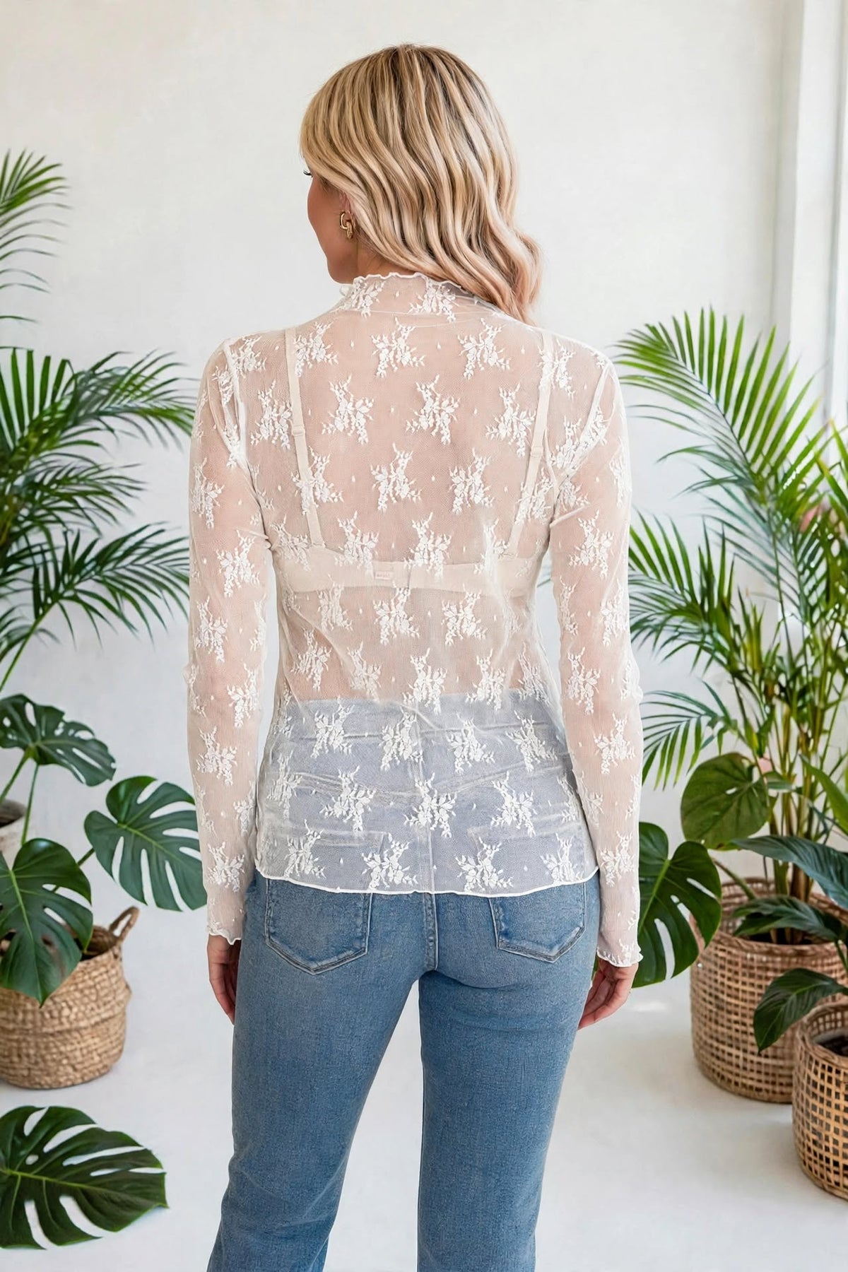 Autumn Bloom Sheer Lace Top | S-L