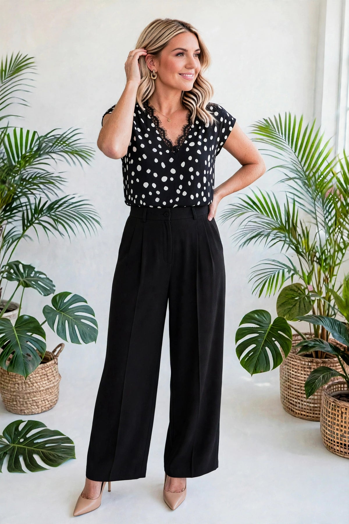 Polka Dot and Lace Top