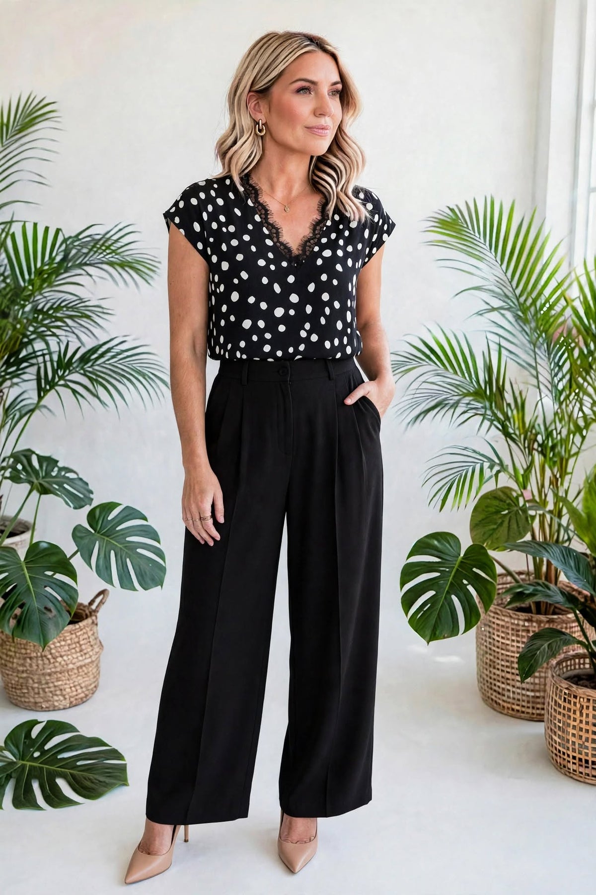 Polka Dot and Lace Top