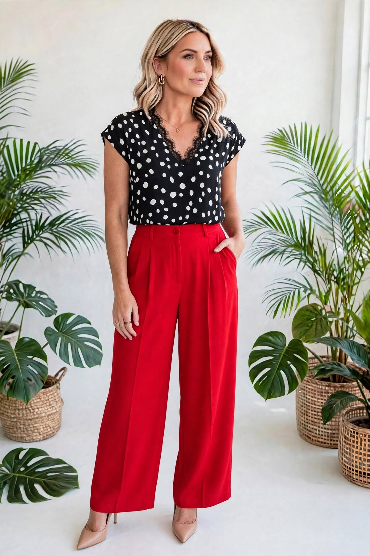 Polka Dot and Lace Top