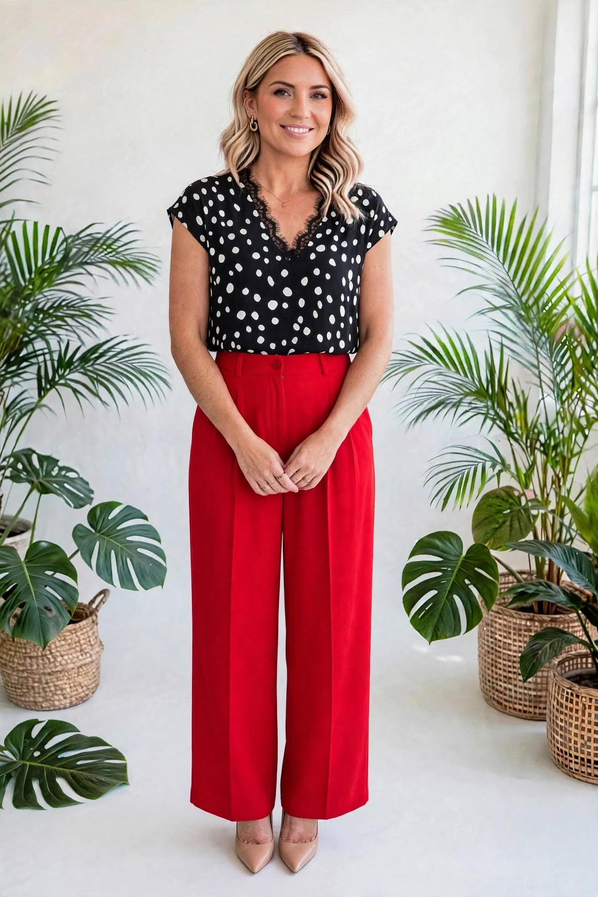Polka Dot and Lace Top