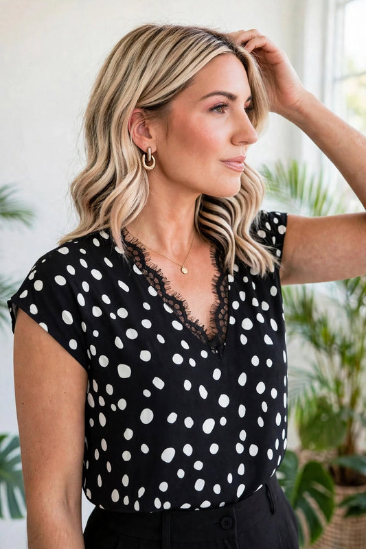 Polka Dot and Lace Top