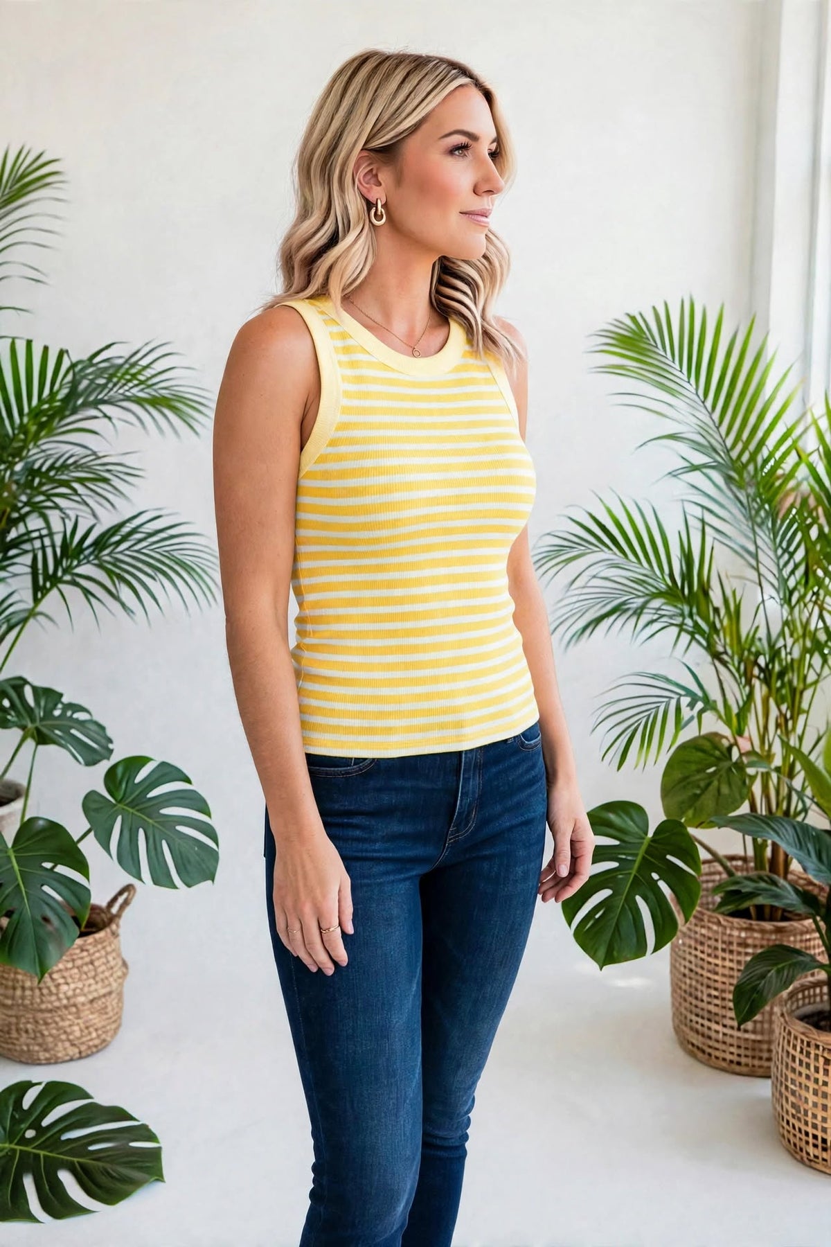 Slim Fit Ribbed Knit Sleeveless Top | S-XL