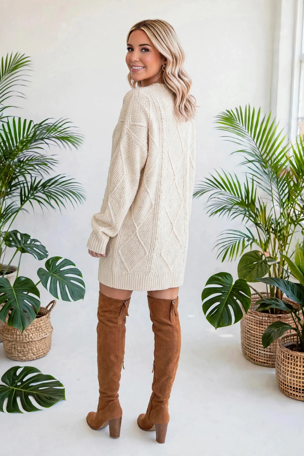 Cozy Cable Knit Sweater Dress | S-XL
