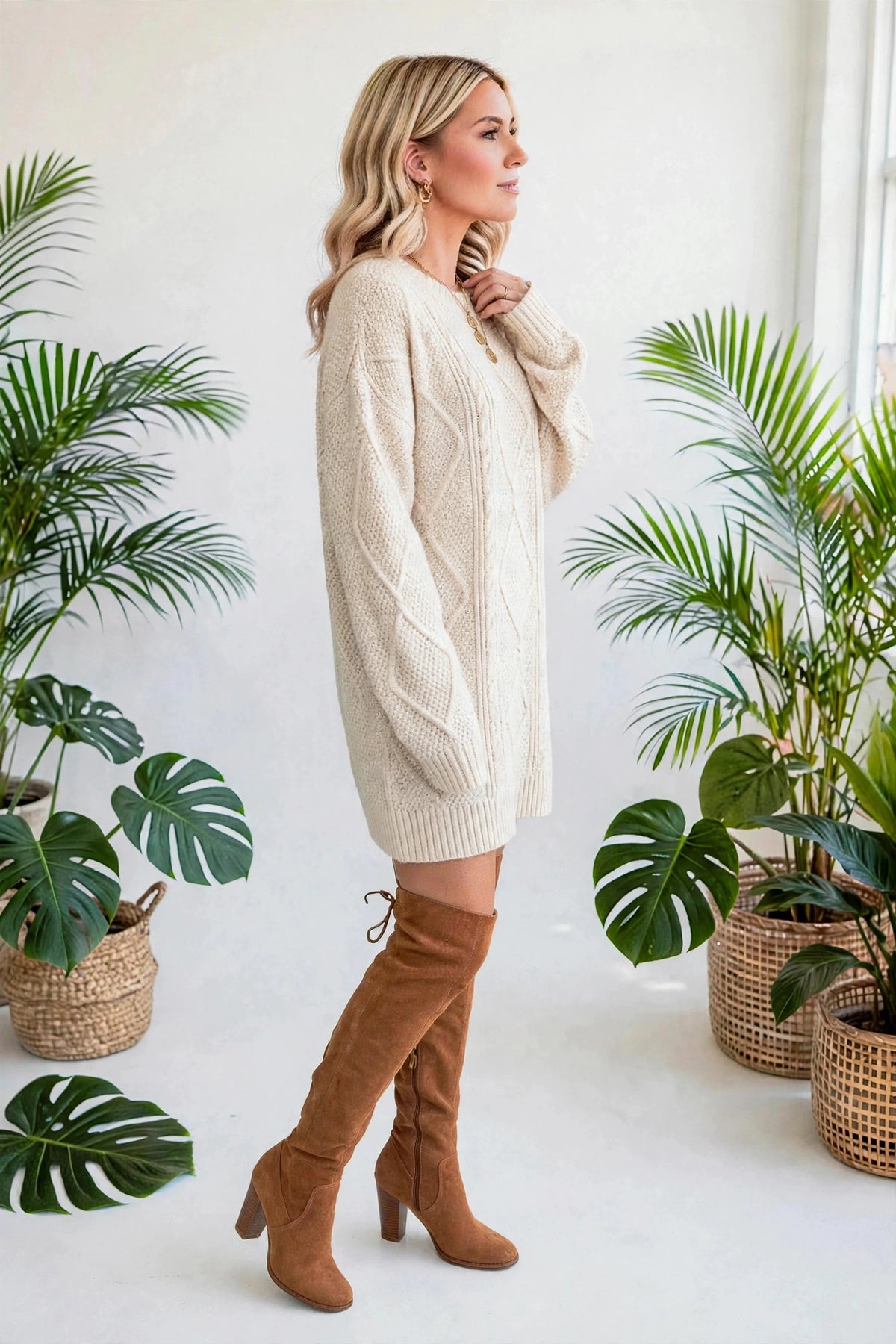 Cozy Cable Knit Sweater Dress | S-XL