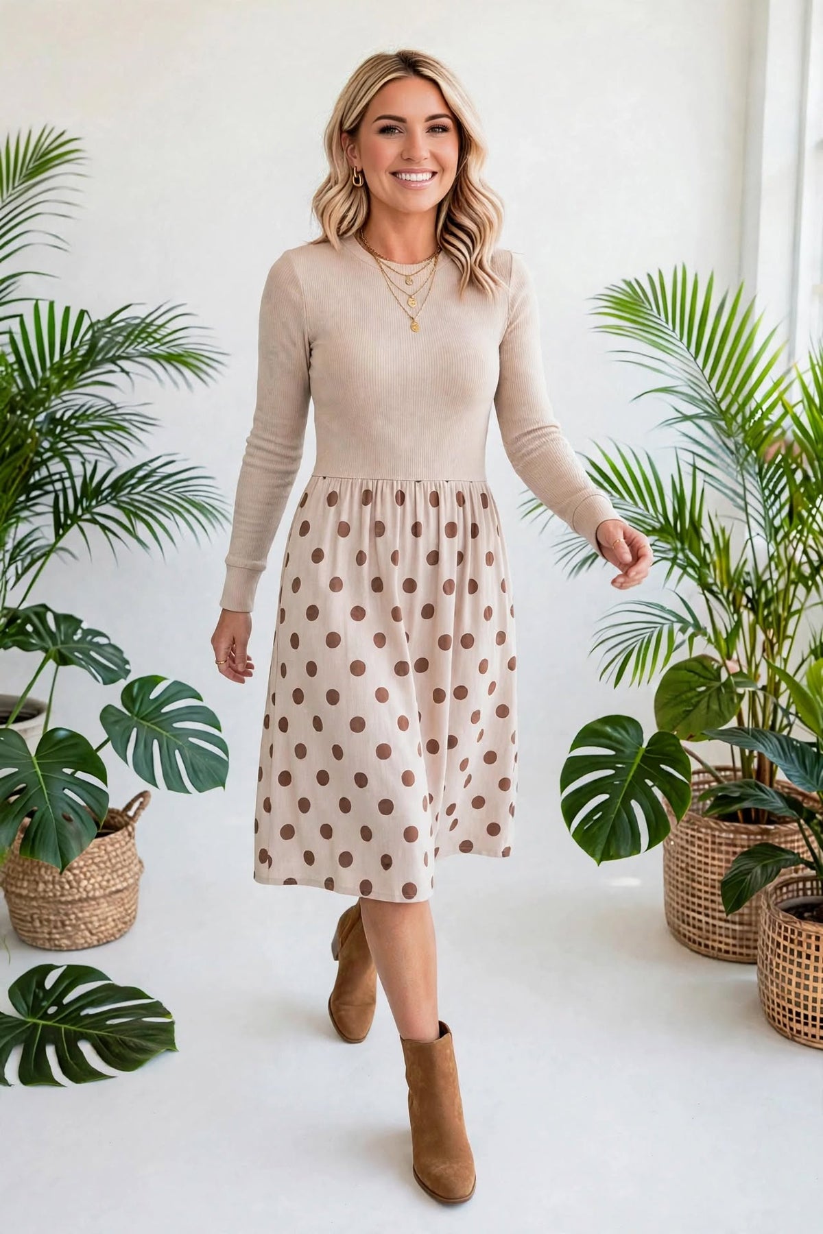 Dainty Dot Elegance Midi Dress | S-XL