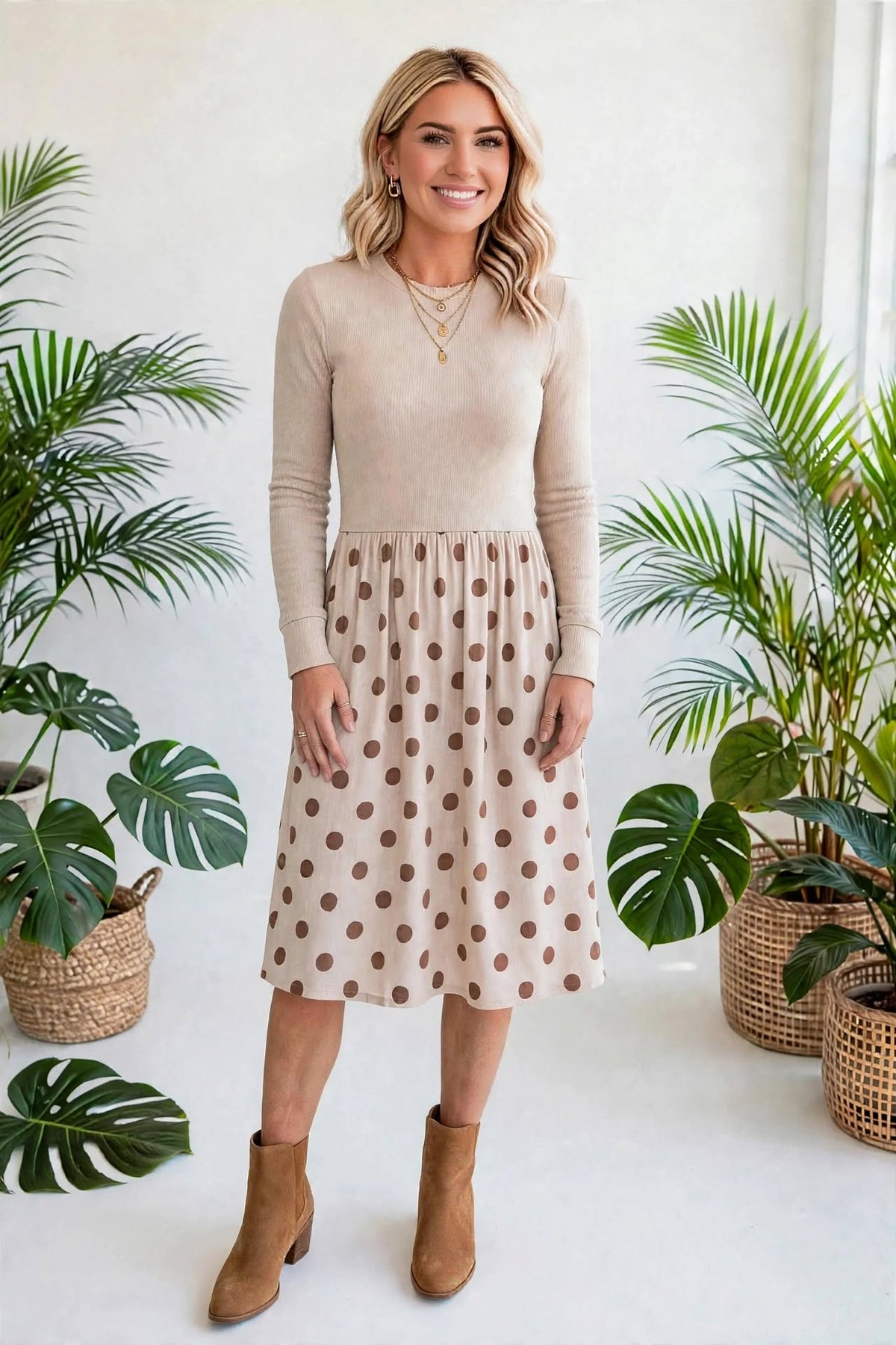 Dainty Dot Elegance Midi Dress | S-XL