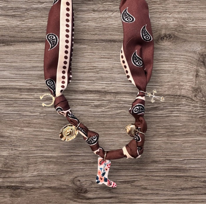 Western Scarf Charm Necklace-boot Hat Cross Horseshoe