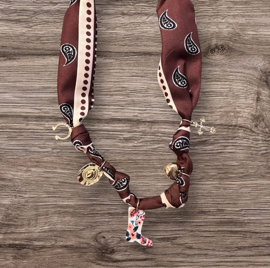 Western Scarf Charm Necklace-boot Hat Cross Horseshoe