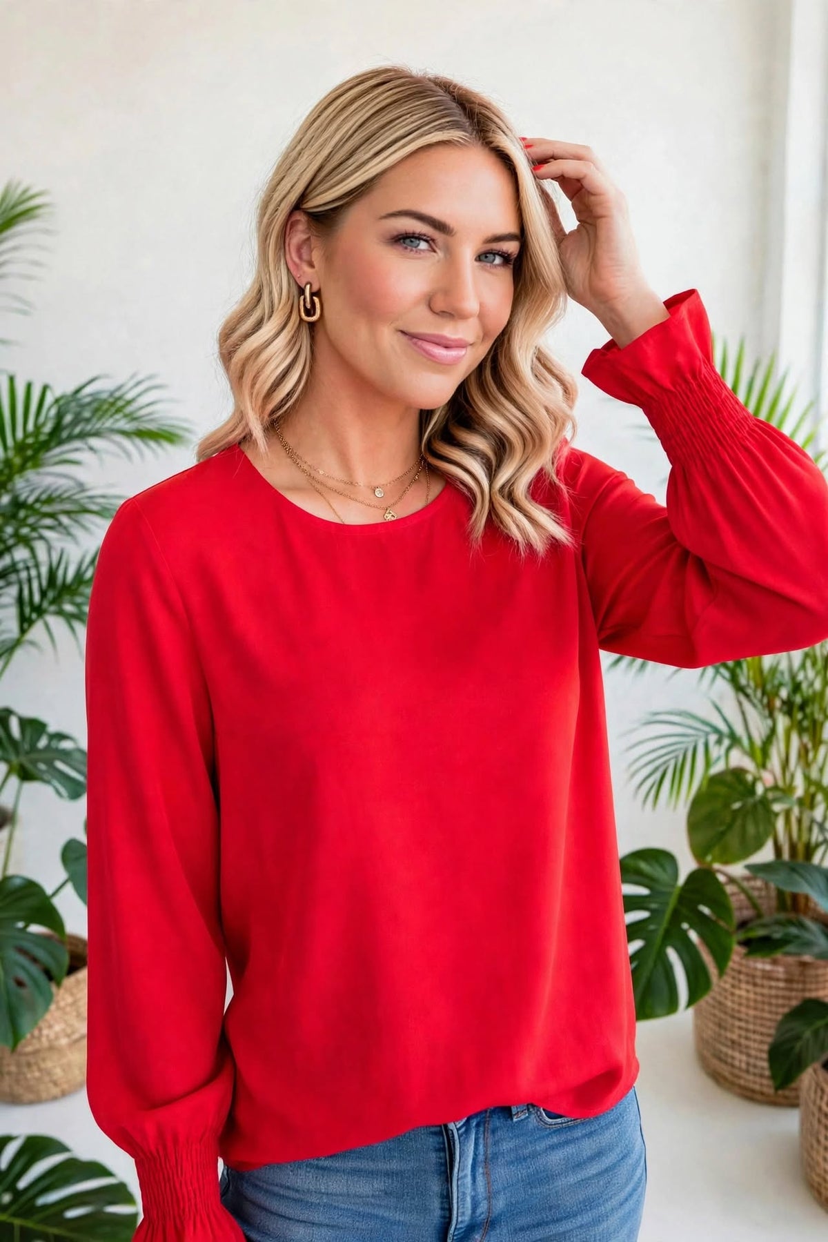 Ruffle Bubble Sleeve Top