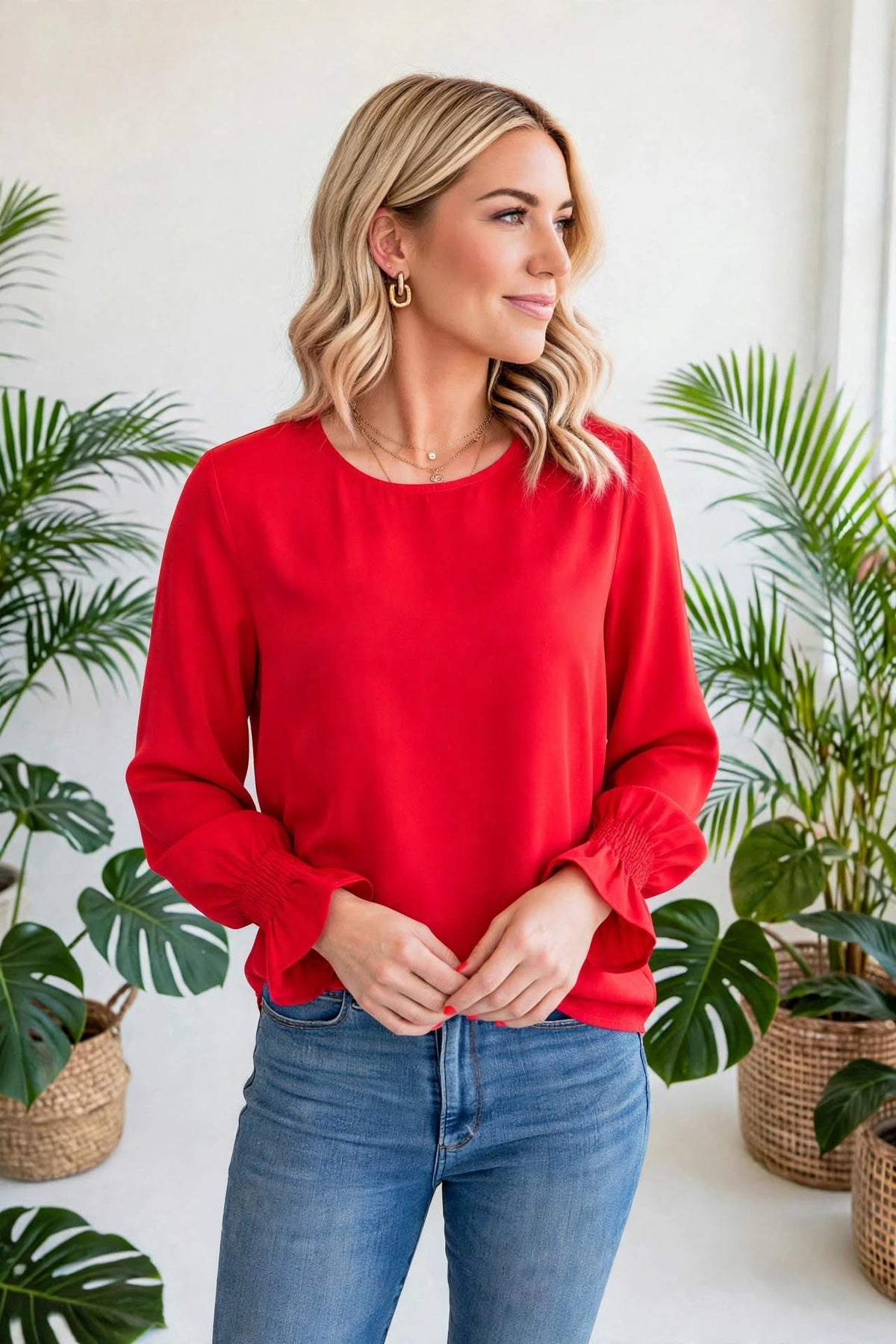 Ruffle Bubble Sleeve Top