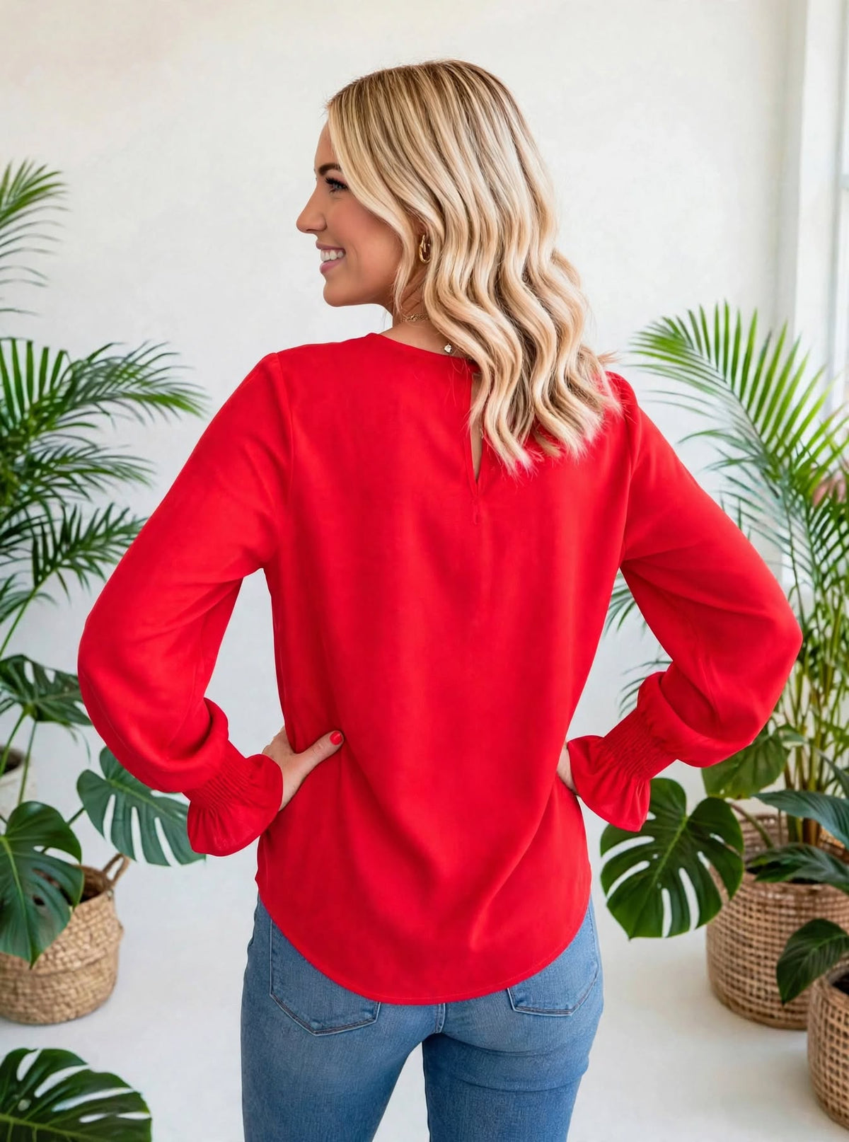 Ruffle Bubble Sleeve Top