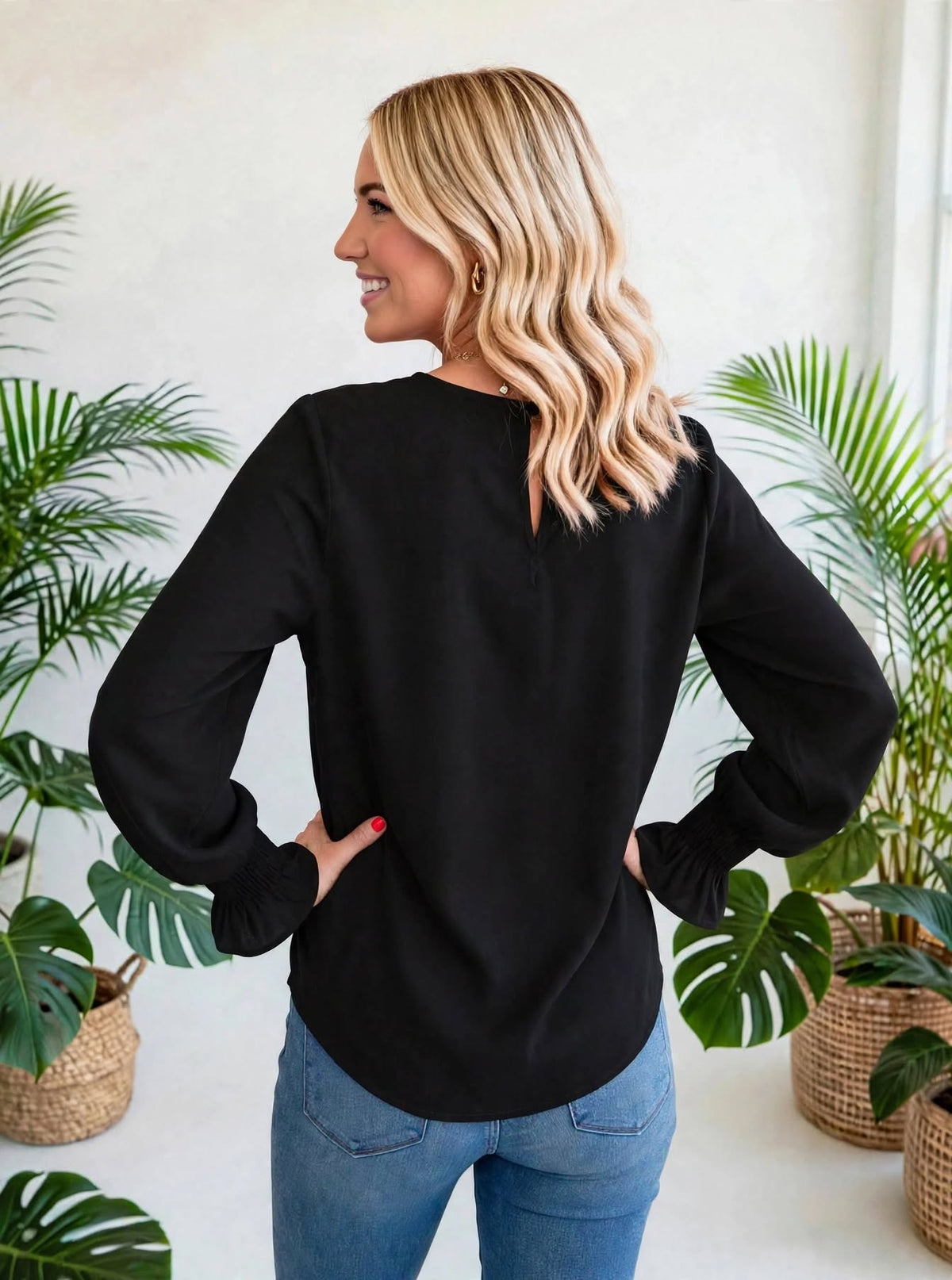 Ruffle Bubble Sleeve Top