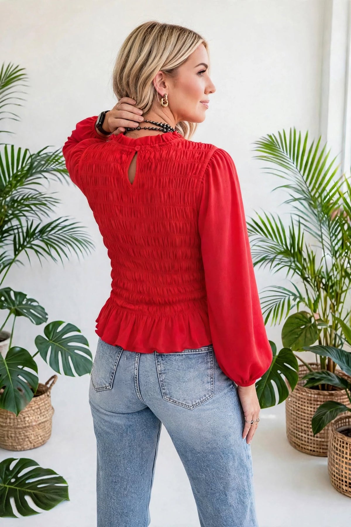 Roselle Smocked Ruffle Blouse | S-XL