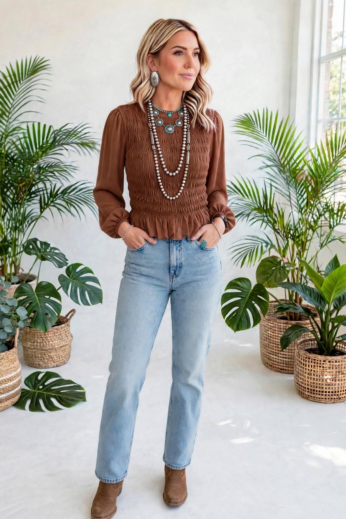 Roselle Smocked Ruffle Blouse | S-XL