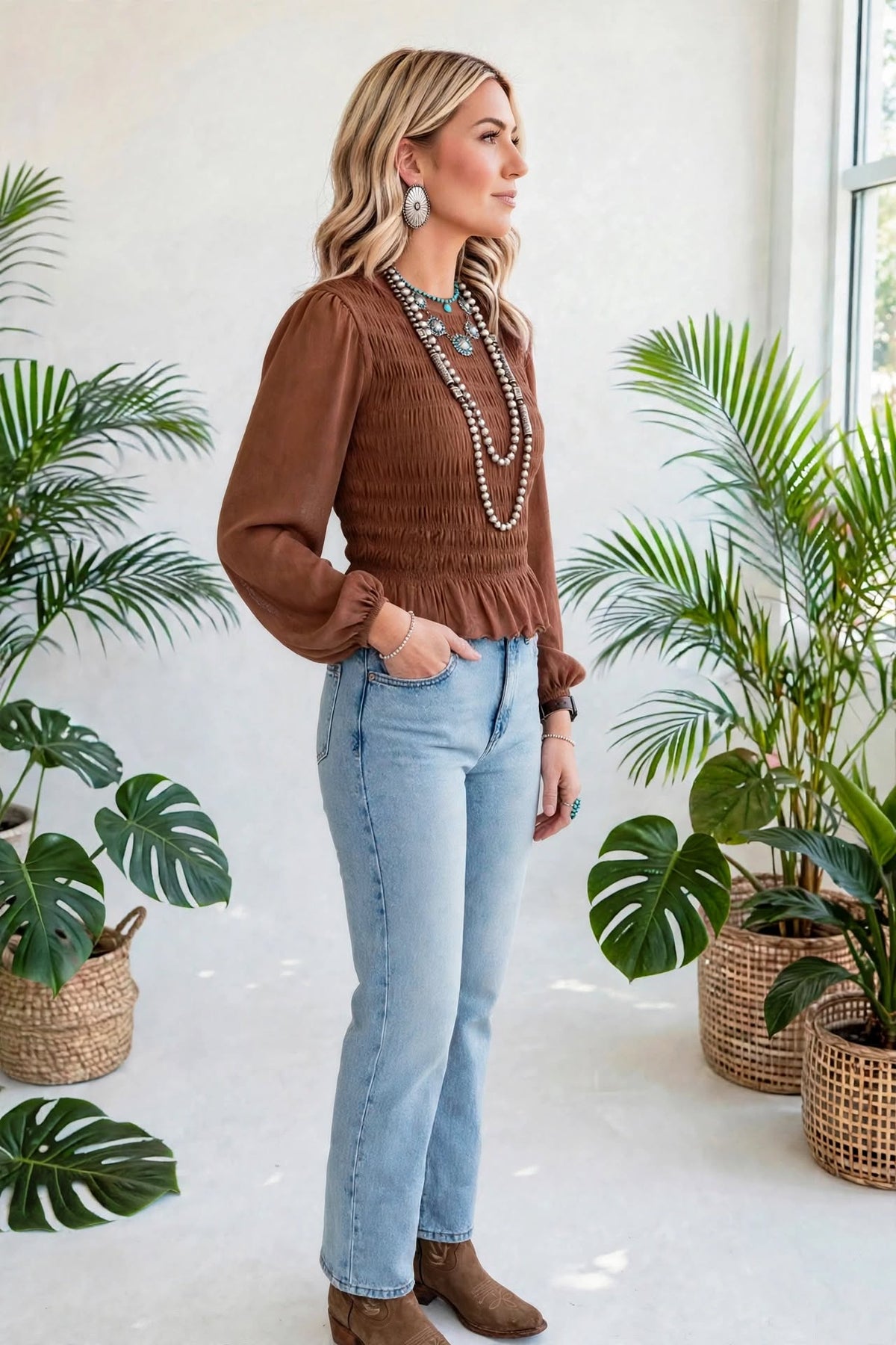 Roselle Smocked Ruffle Blouse | S-XL