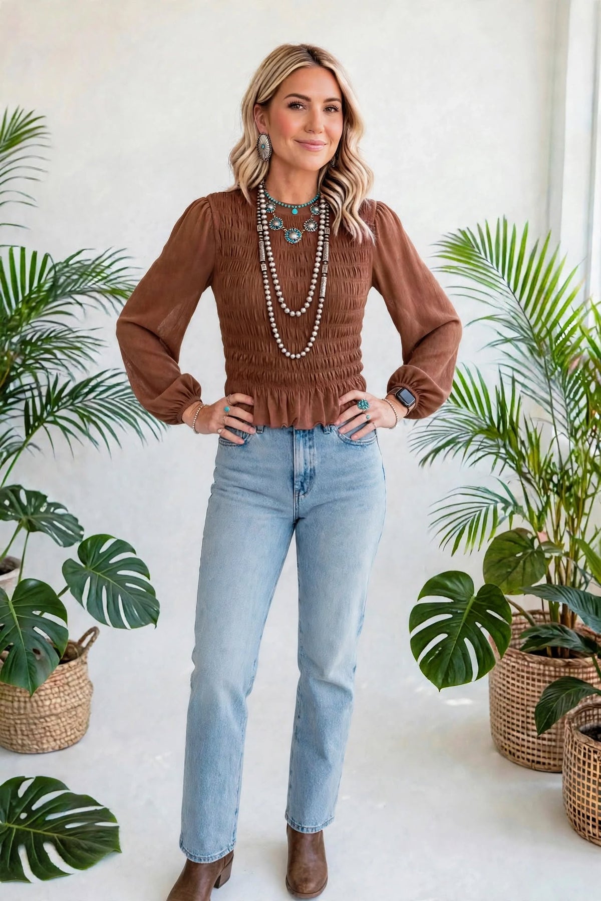 Roselle Smocked Ruffle Blouse | S-XL