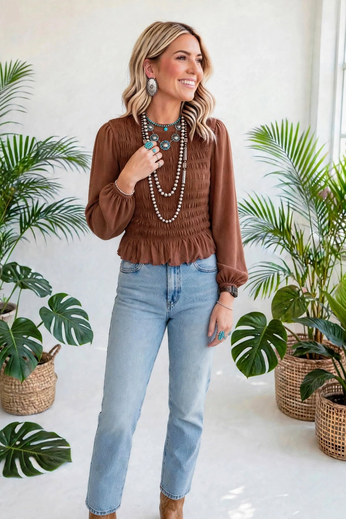 Roselle Smocked Ruffle Blouse | S-XL