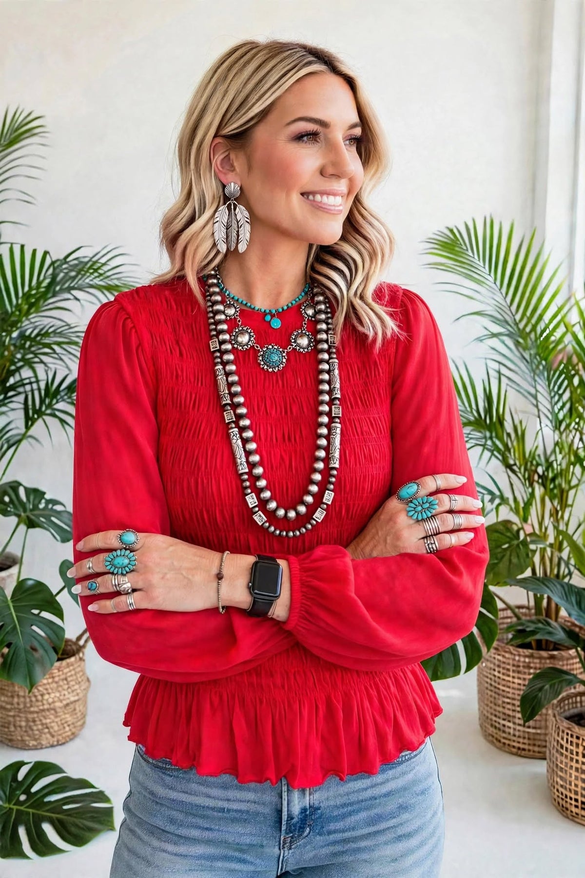 Roselle Smocked Ruffle Blouse | S-XL
