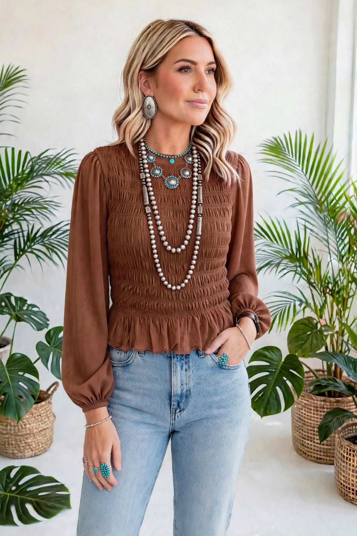 Roselle Smocked Ruffle Blouse | S-XL