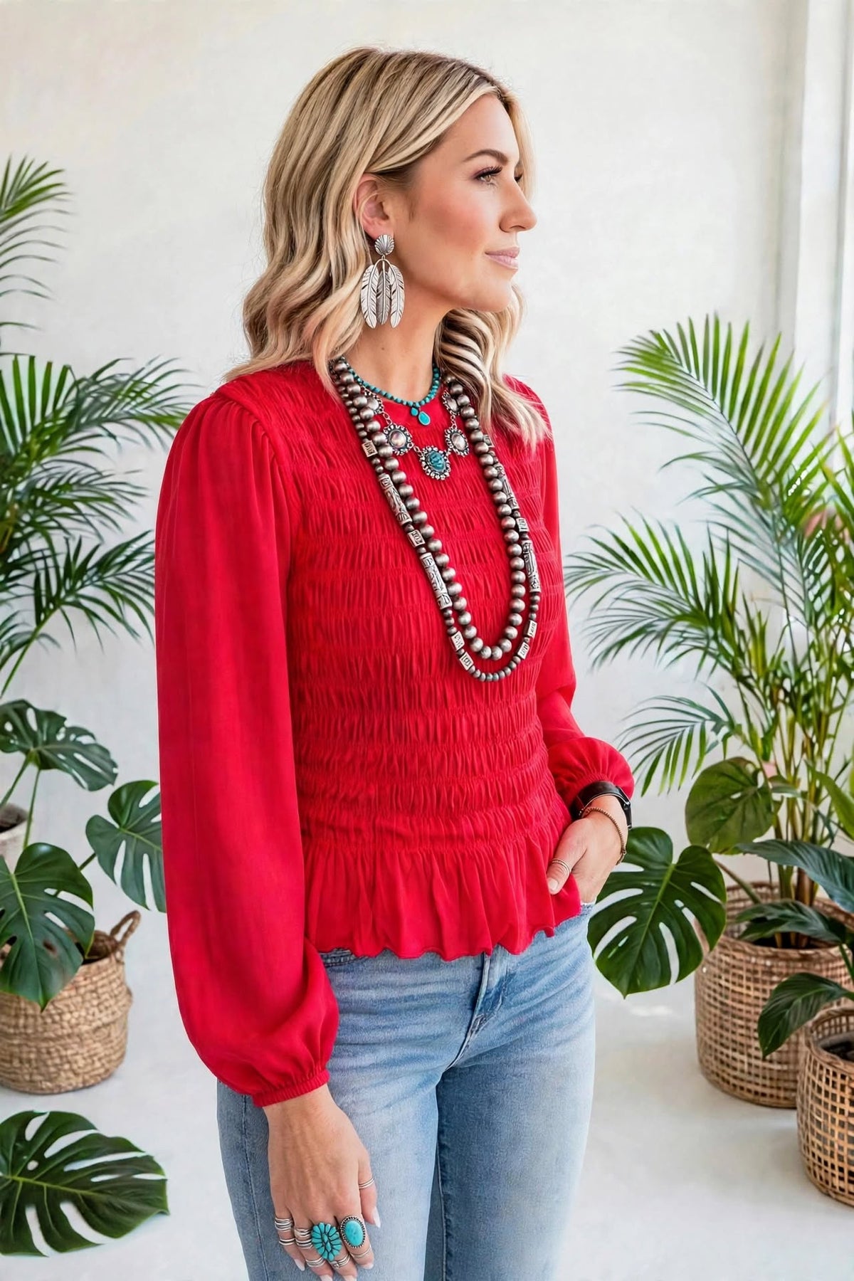 Roselle Smocked Ruffle Blouse | S-XL