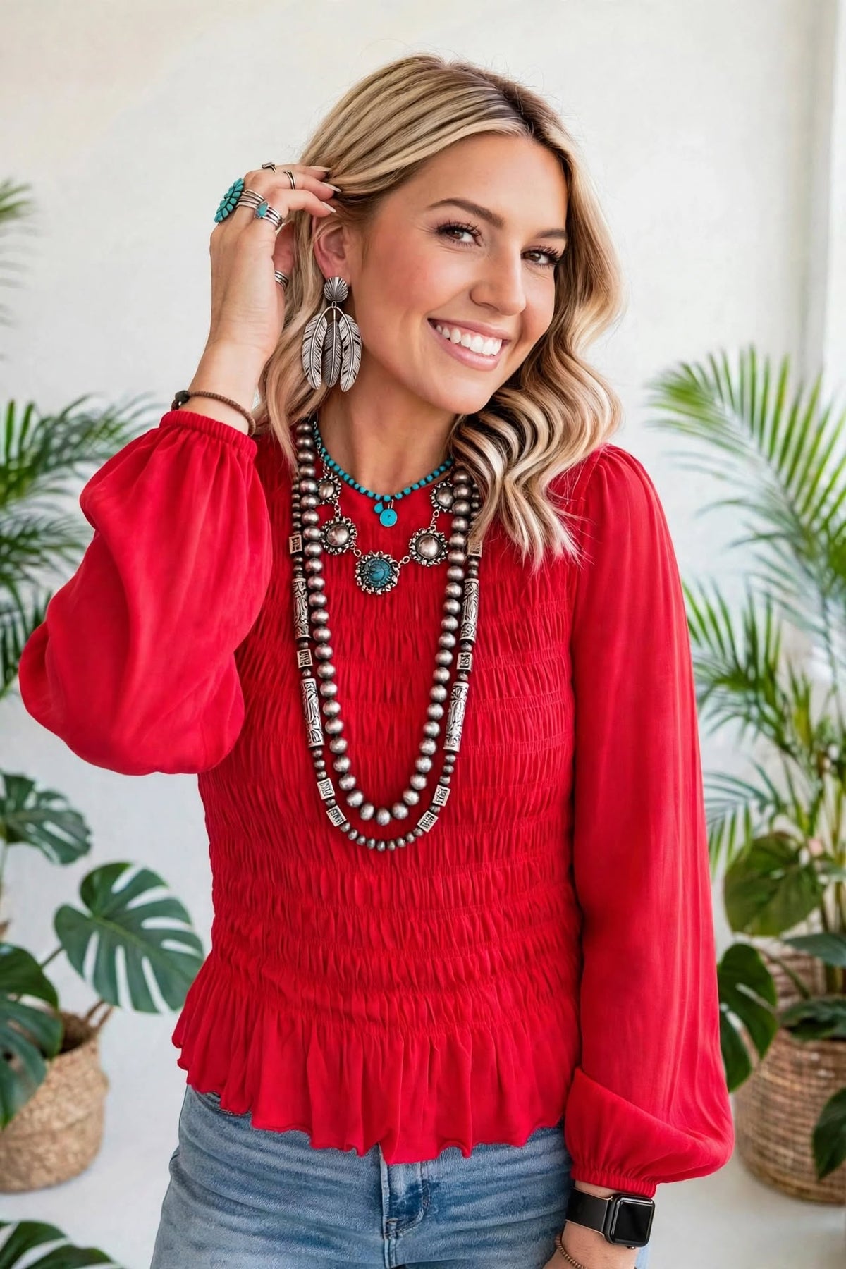Roselle Smocked Ruffle Blouse | S-XL