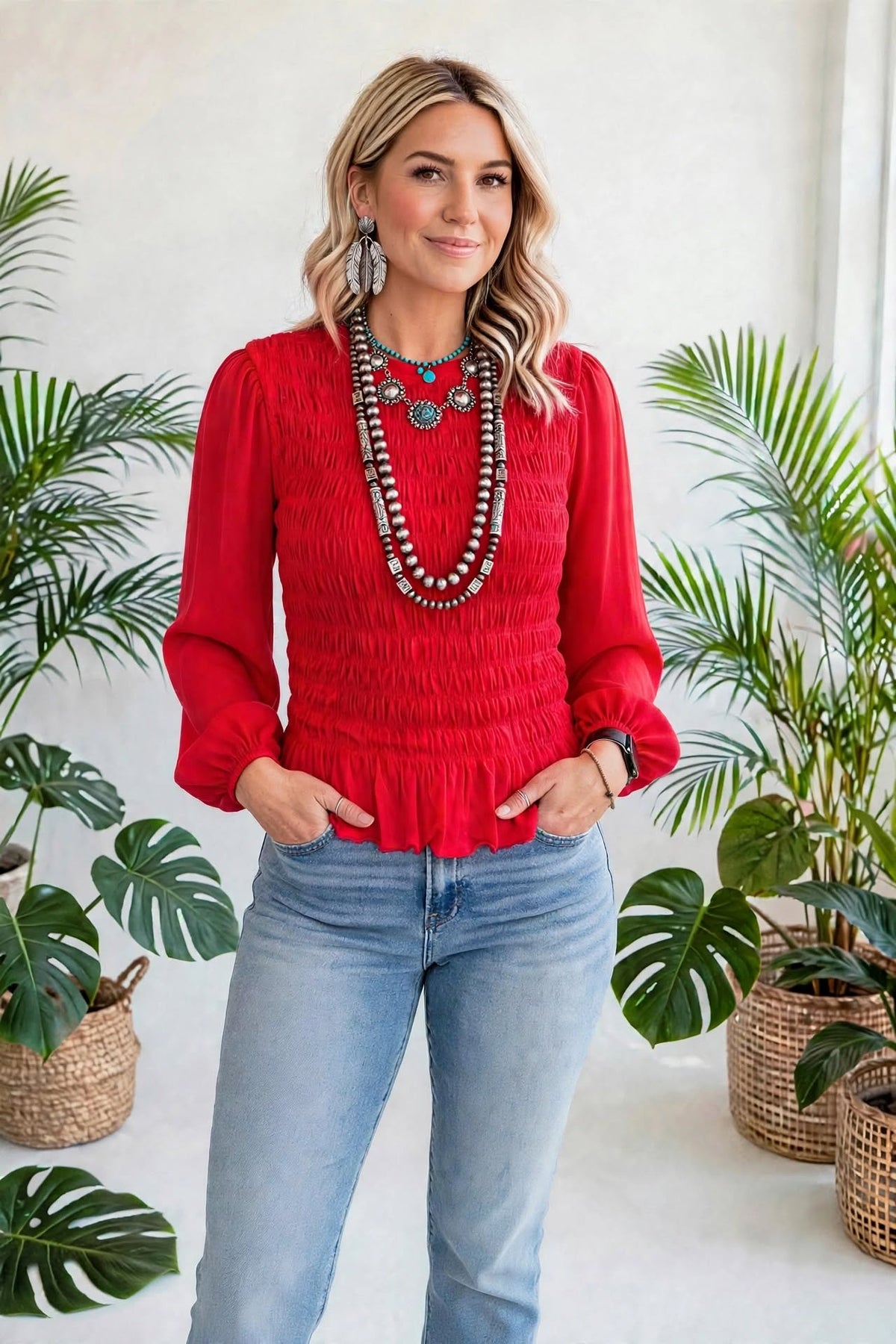 Roselle Smocked Ruffle Blouse | S-XL