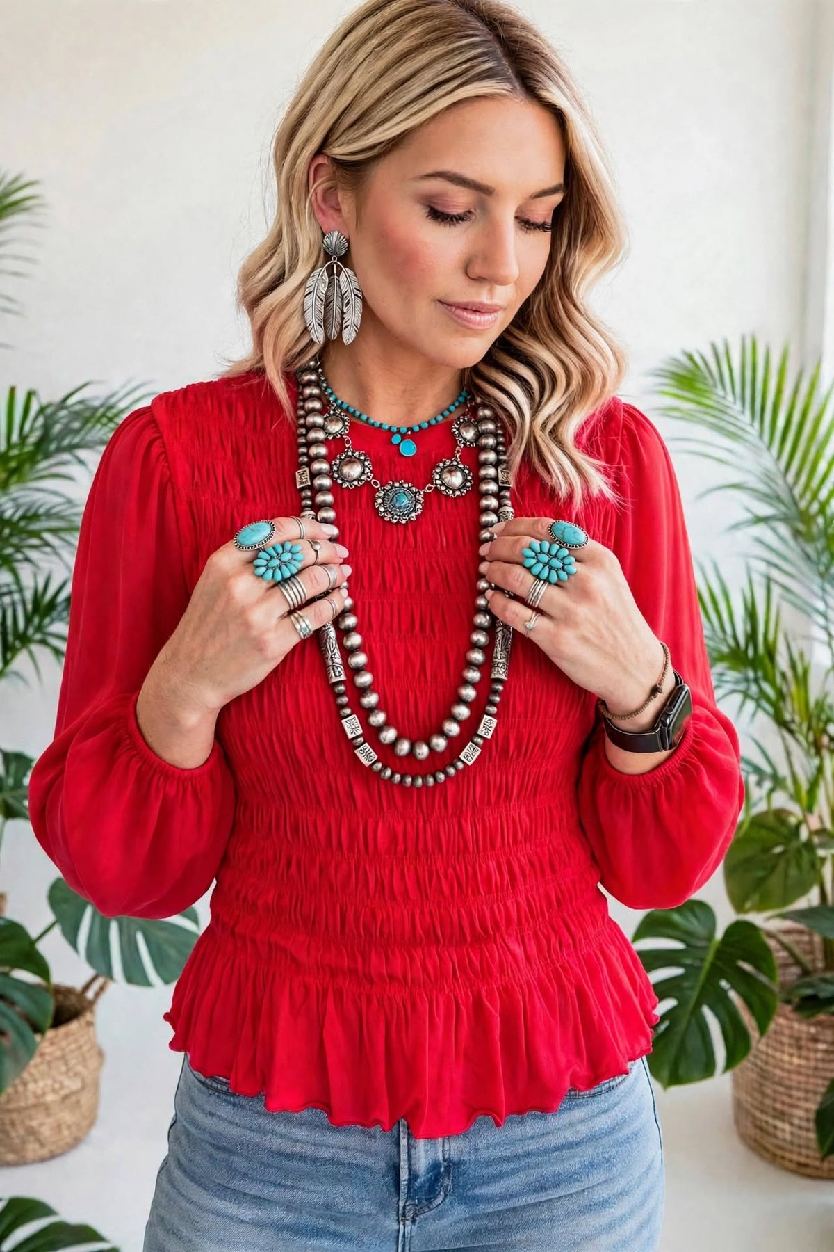 Roselle Smocked Ruffle Blouse | S-XL