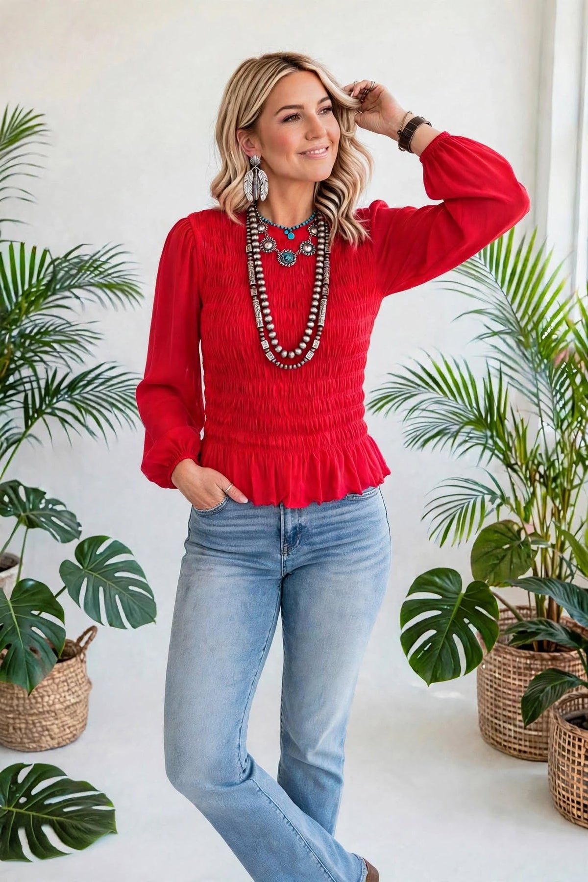 Roselle Smocked Ruffle Blouse | S-XL
