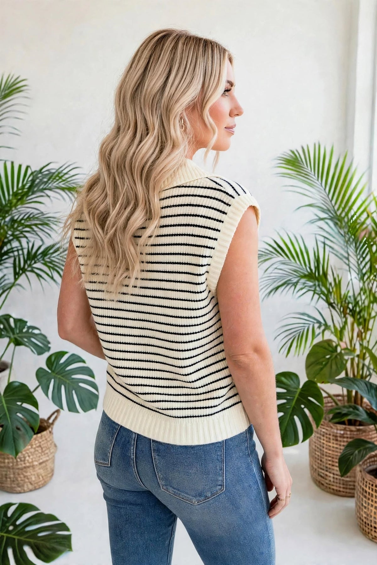 Stripe V-Neck Sweater Vest