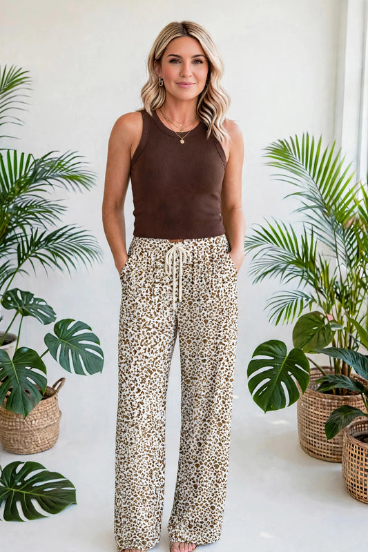 Trendy Leopard Elastic Waistband Loose Pants | S-XL