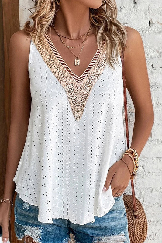 Crochet Lace V-Neck Relaxed Tank | S-XL
