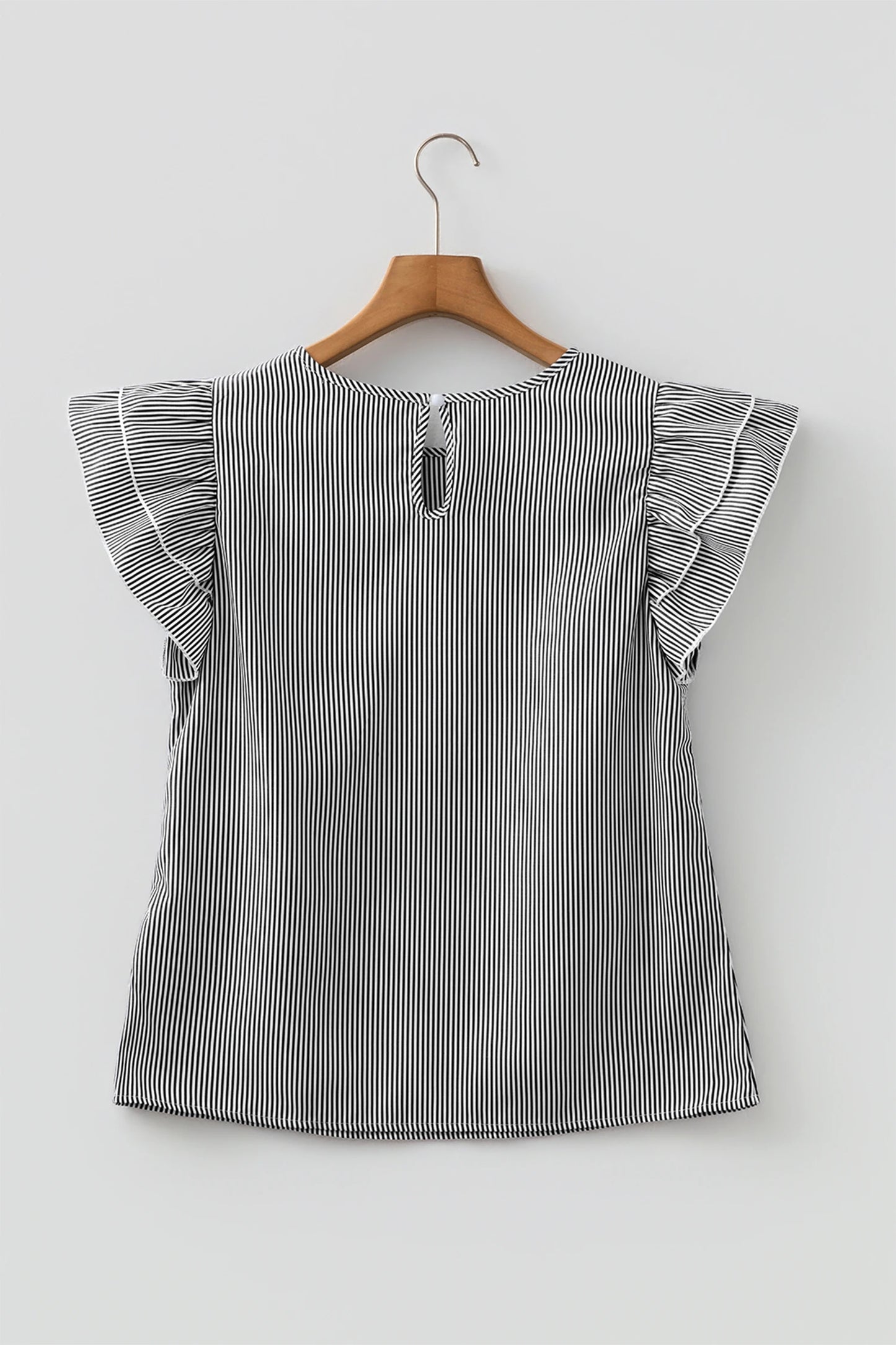 Ruffle Sleeve Stripe Round Neck Blouse | S-XL