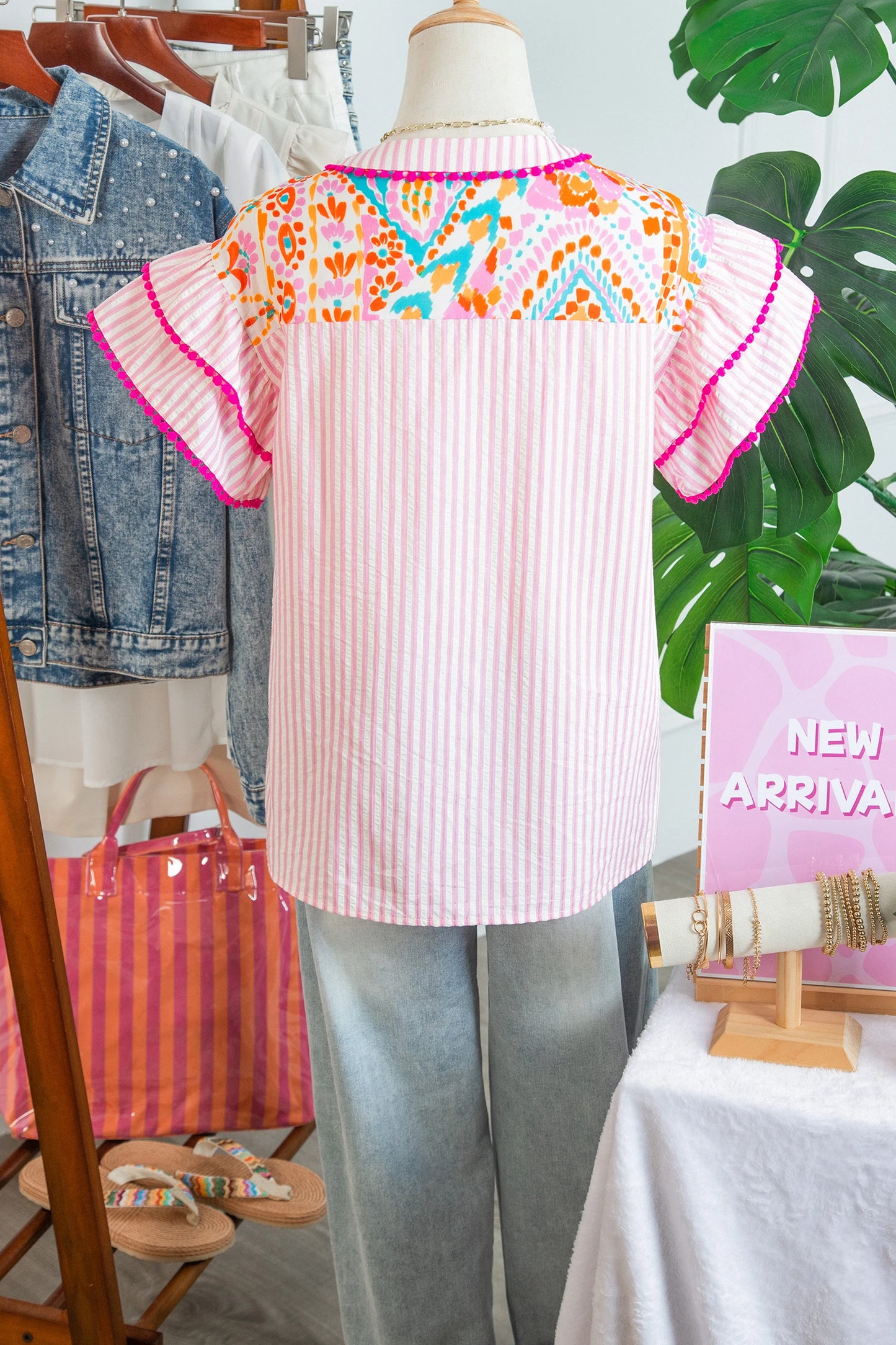 Boho Mixed Print Tiered Short Sleeve Blouse | S-XL