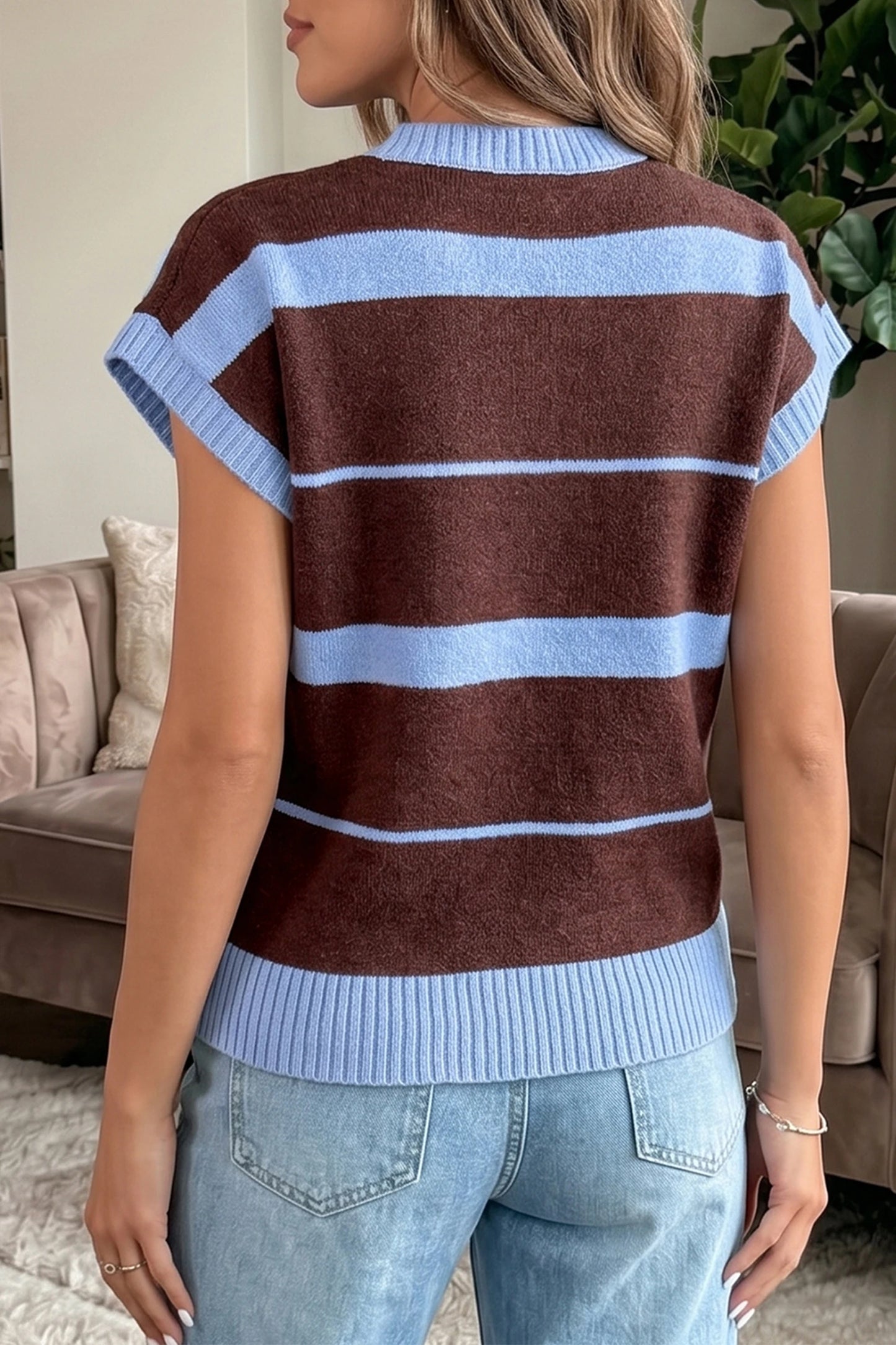 Classic Striped Short Sleeve Knit Top | S-XL